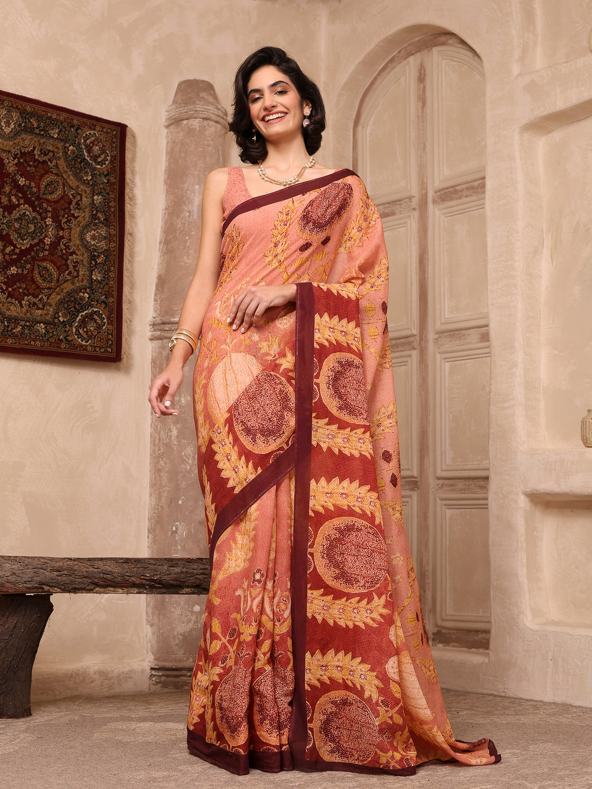 Rida Blush Pink Chanderi Saree