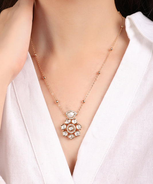 Polki Floral Round Pendant