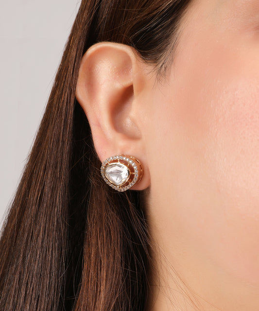 Pear-Shaped Polki Halo Earrings
