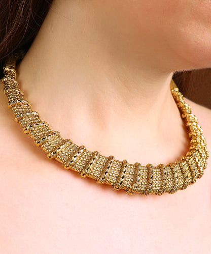 Traditional Gold Choker Necklace with Jhumka Earrings