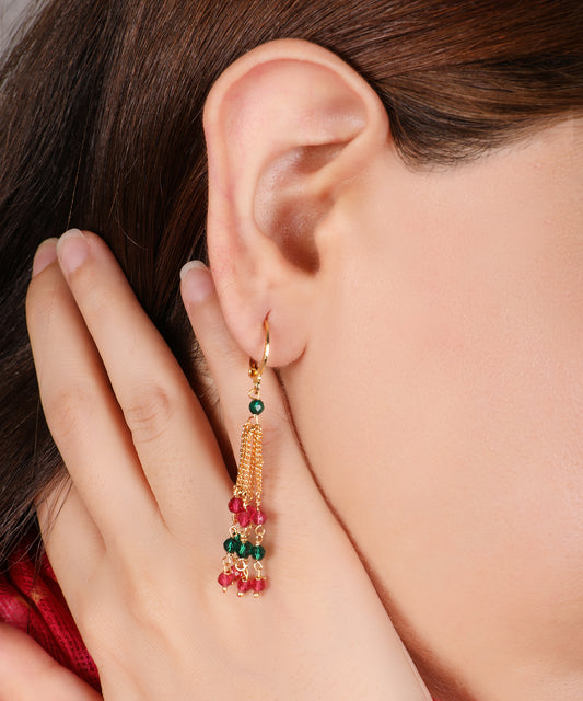 Royal Gold Ruby-Emerald Danglers