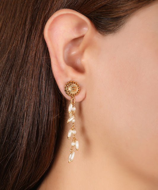 Pearl Petal Gold Earrings