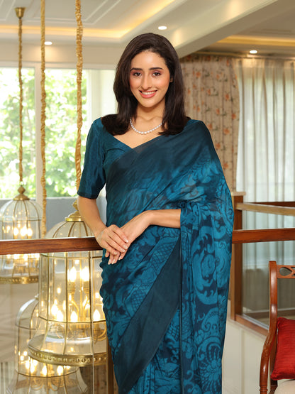 Diya Teal Blue Ombre Saree
