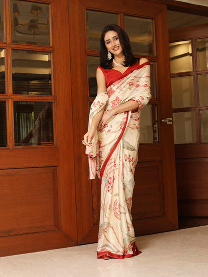 Inaayat Creme Tree of Life Saree