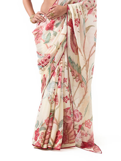 Inaayat Creme Tree of Life Saree