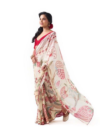 Inaayat Creme Tree of Life Saree