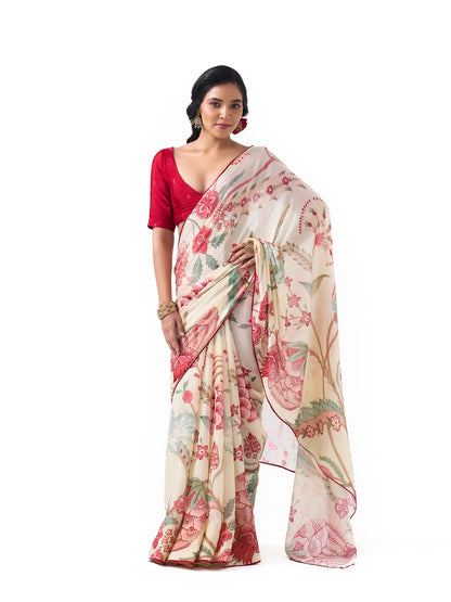 Inaayat Creme Tree of Life Saree