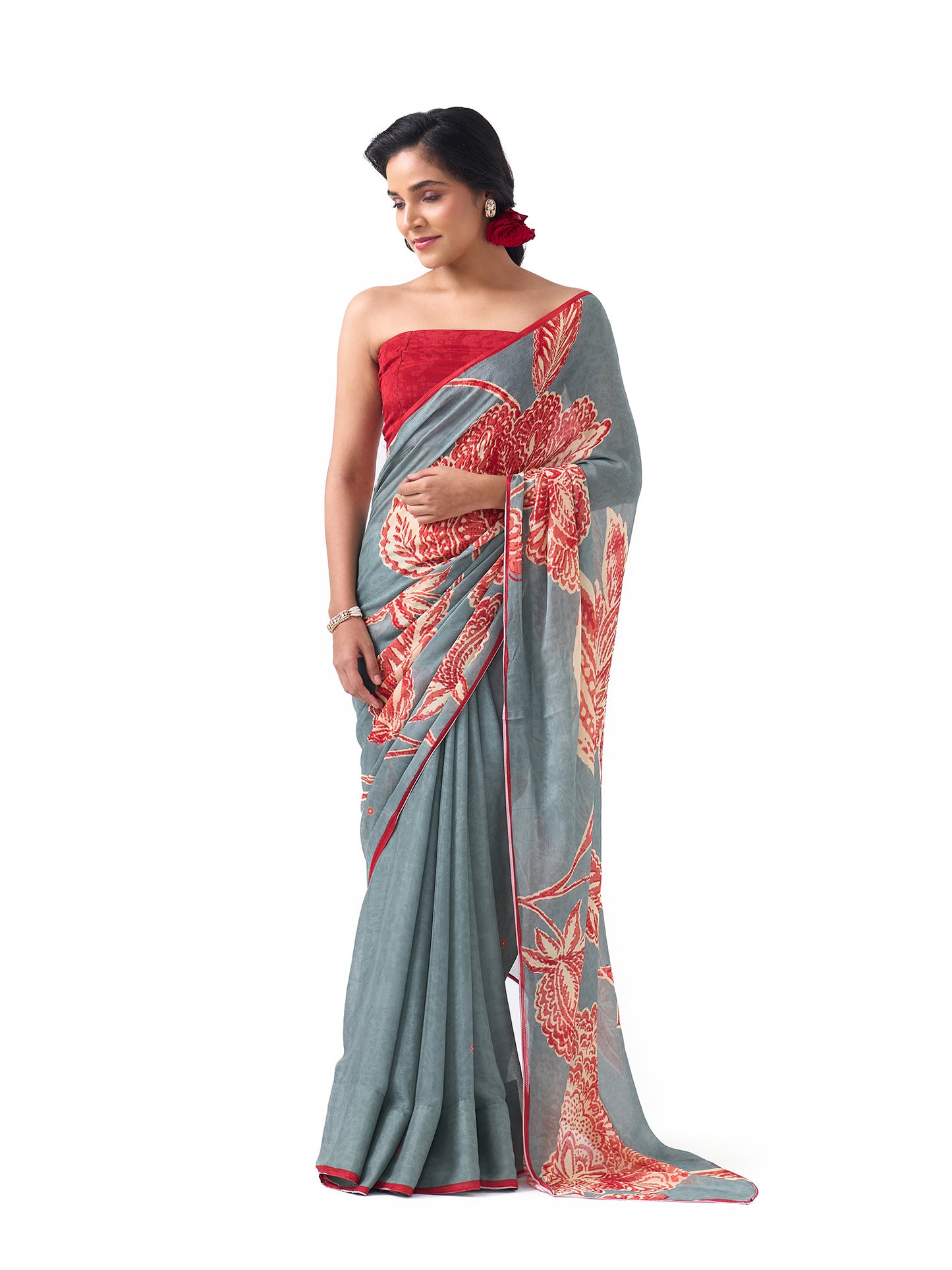 Myra Powder Blue Chintz Saree