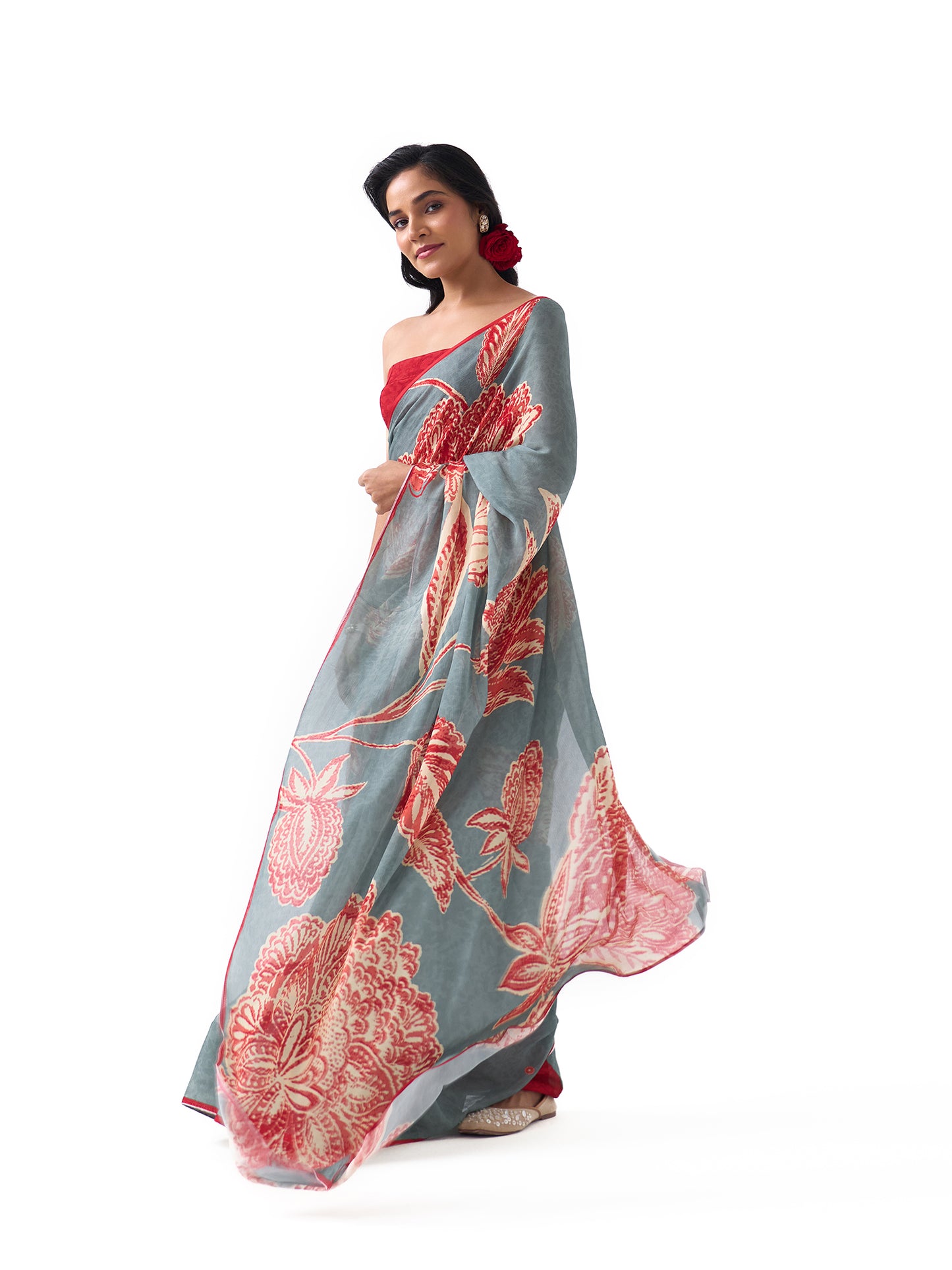 Myra Powder Blue Chintz Saree