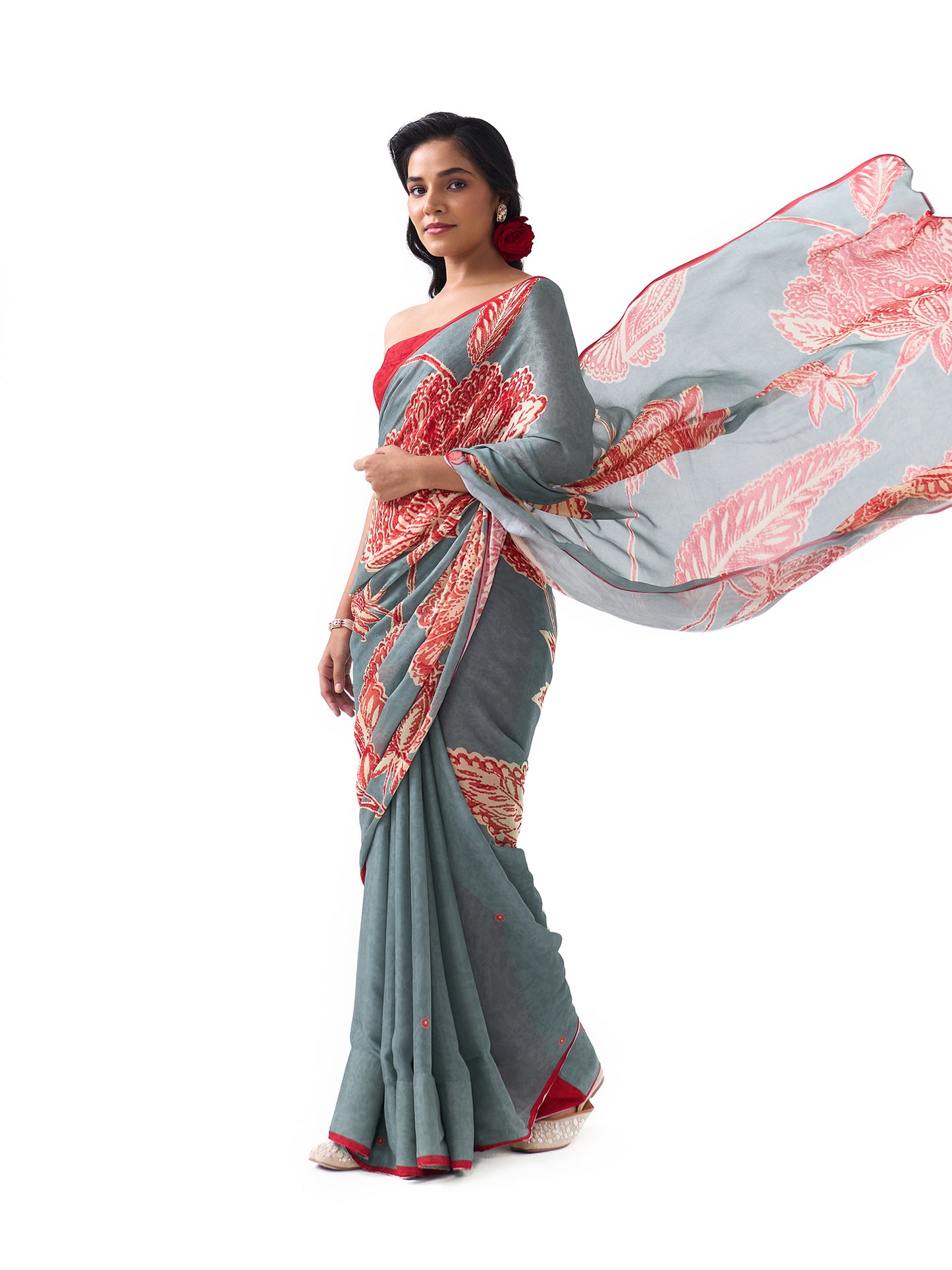 Myra Powder Blue Chintz Saree