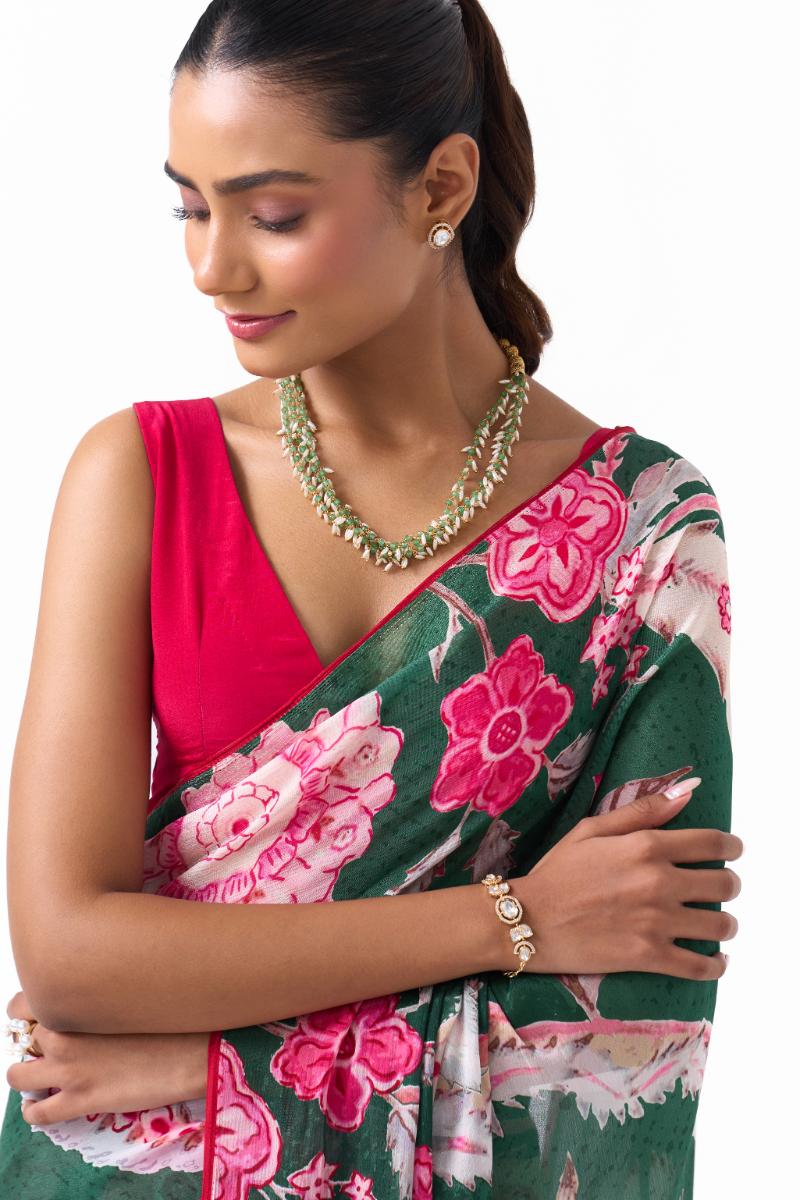 Gold Emerald & Pearl String Necklace – Multi-Layered Design