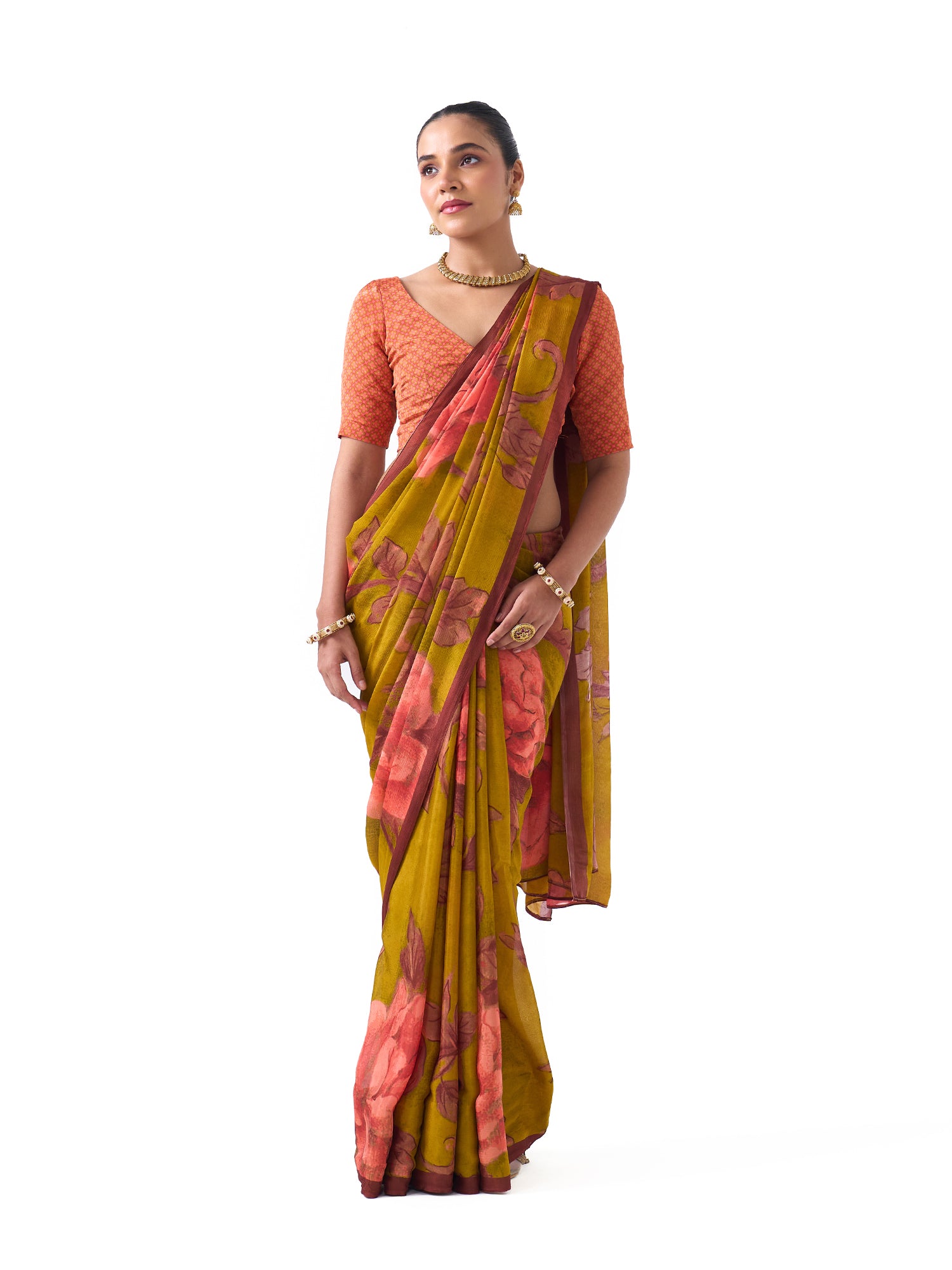 Sia Mustard Floral Saree