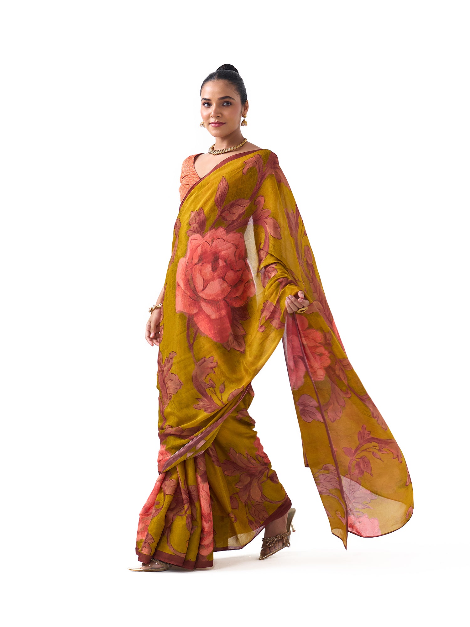 Sia Mustard Floral Saree