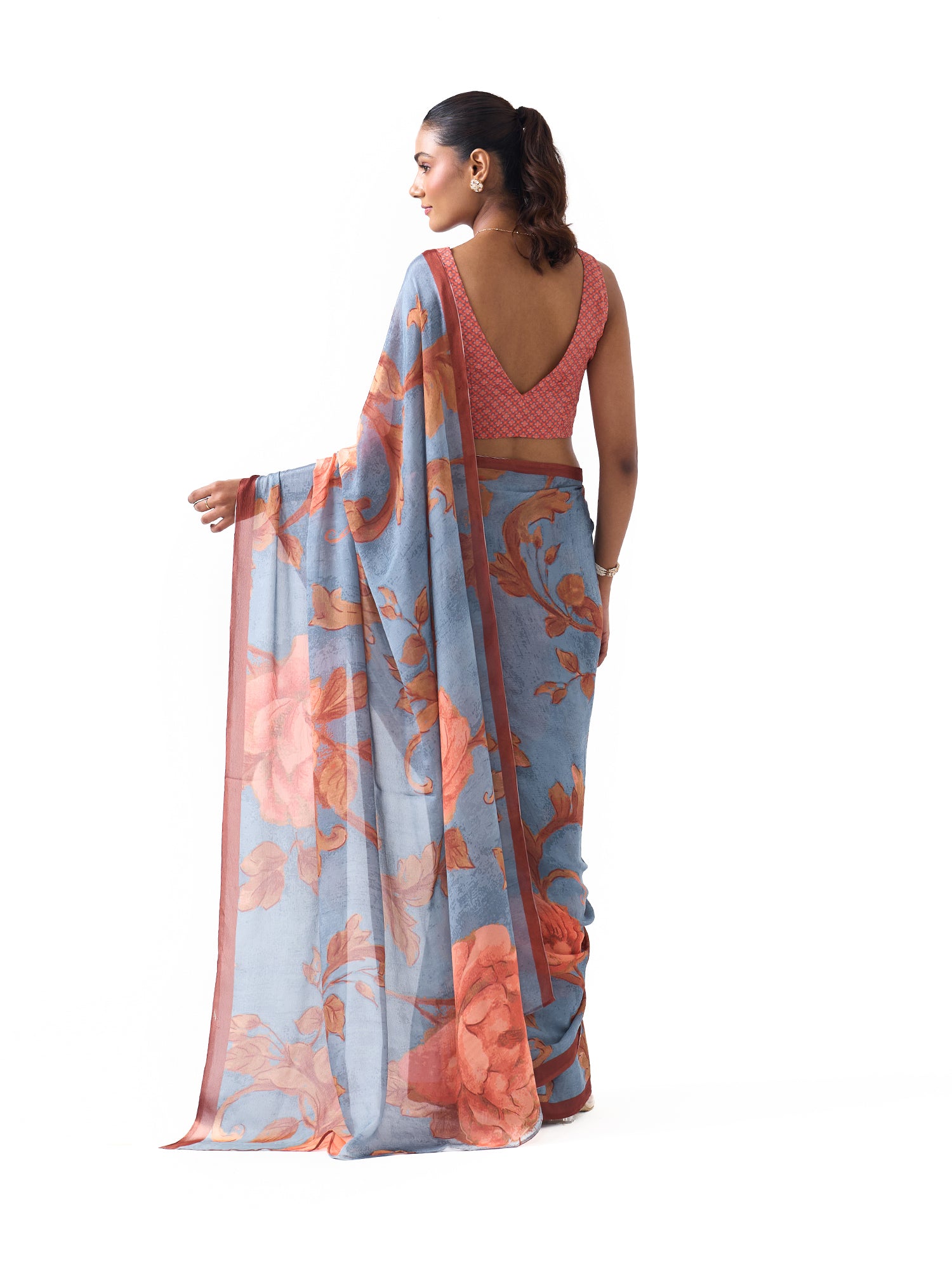 Sia Sky Blue Floral Saree