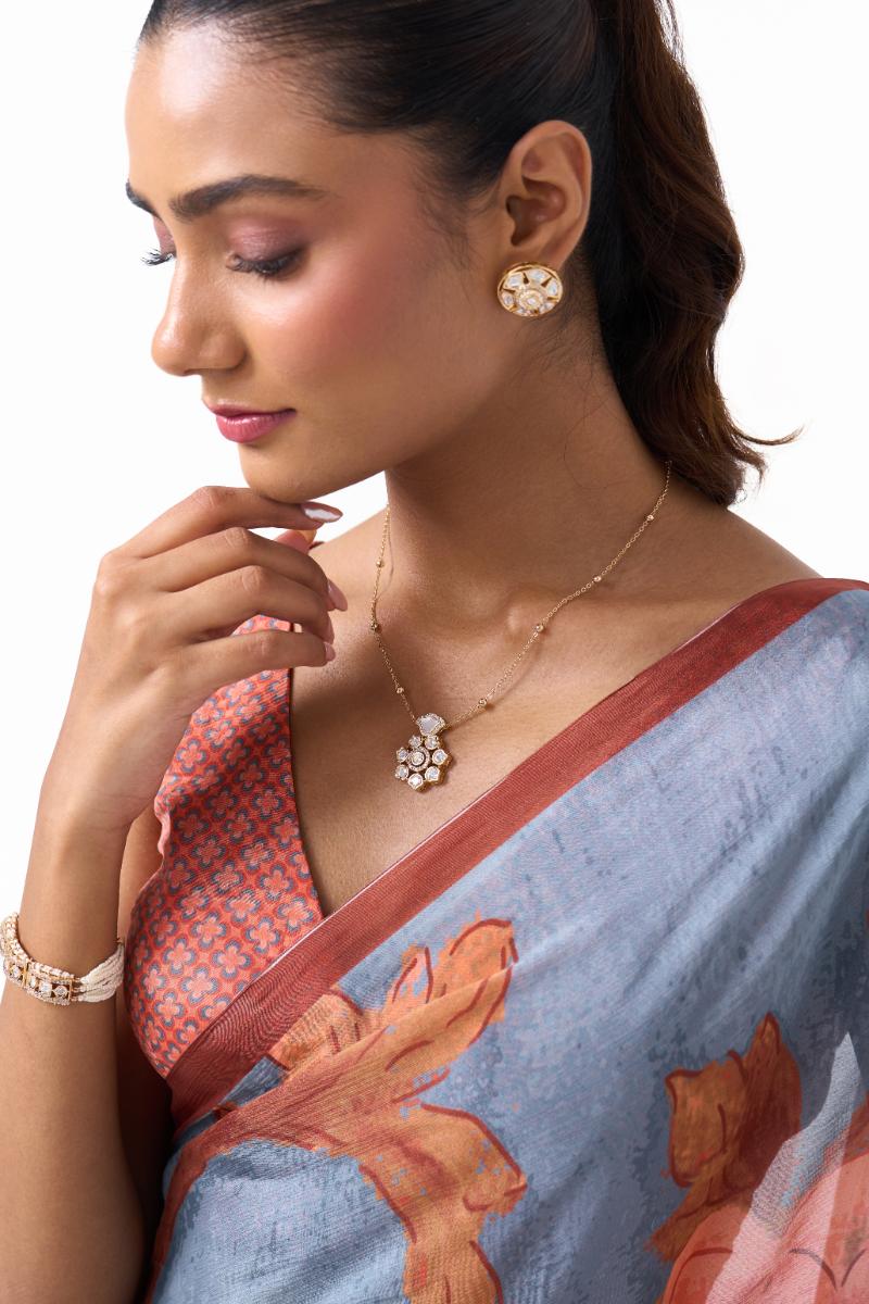 Rajwadi Polki Gold Studs