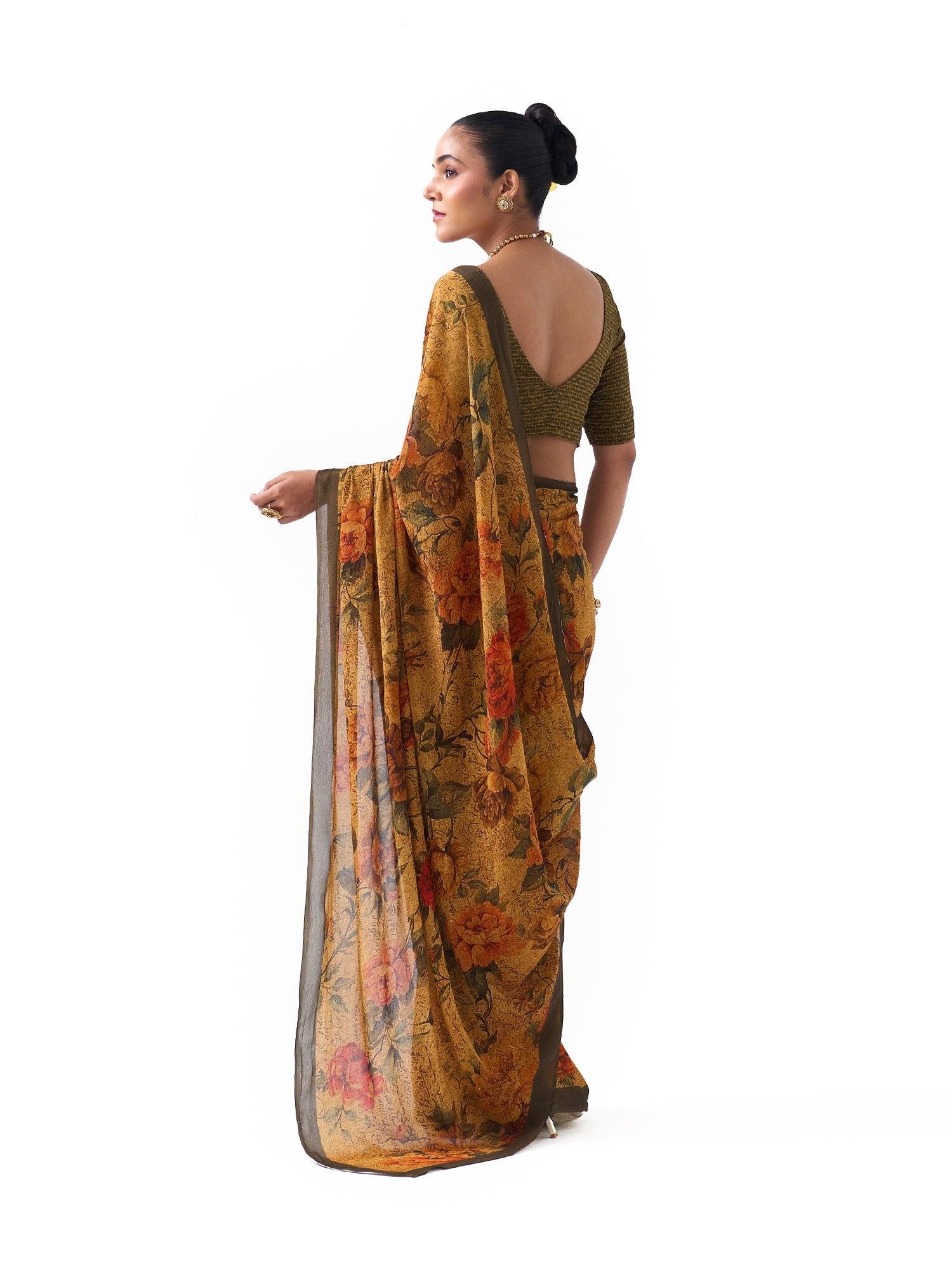 Sara Olive Roses Saree