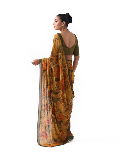 Sara Olive Roses Saree