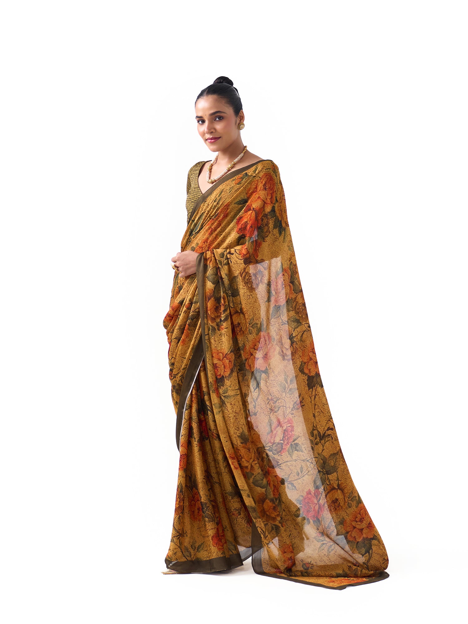 Sara Olive Roses Saree