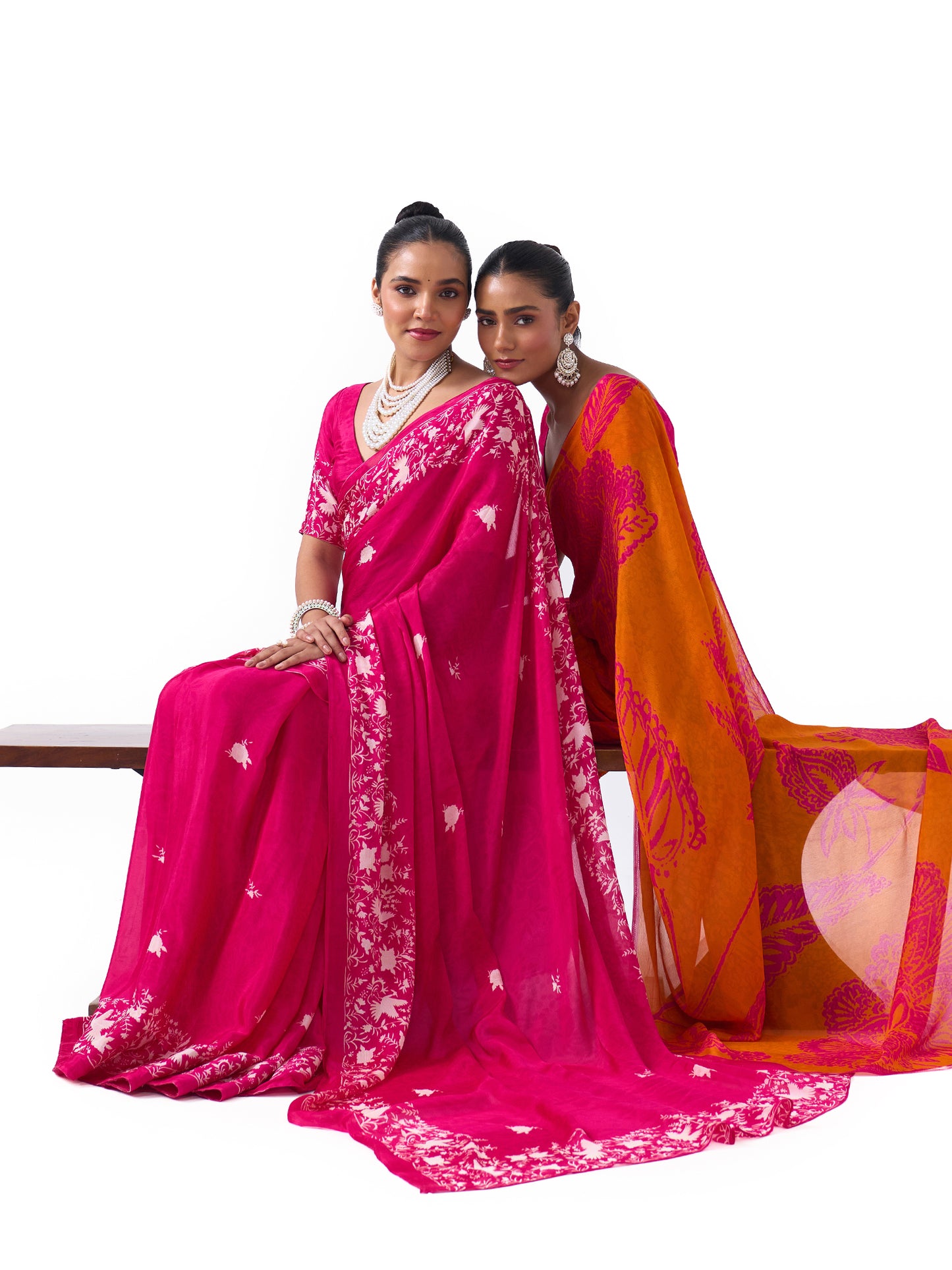 Kiara Fuschia Pink Parsee Saree