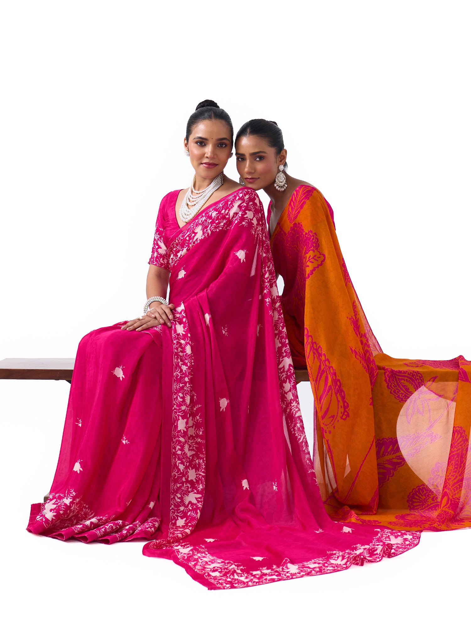 Kiara Fuschia Pink Parsee Saree