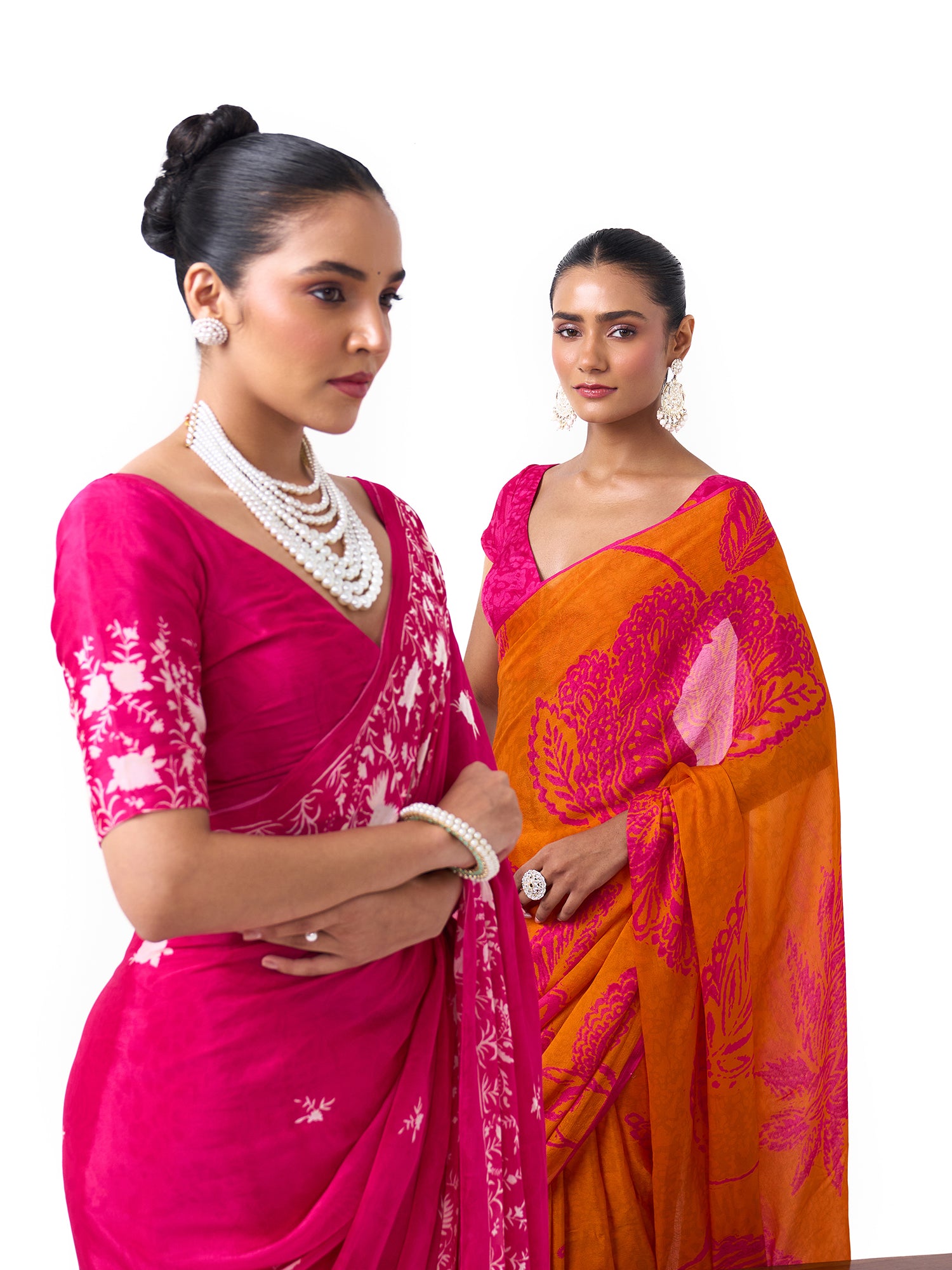 Kiara Fuschia Pink Parsee Saree