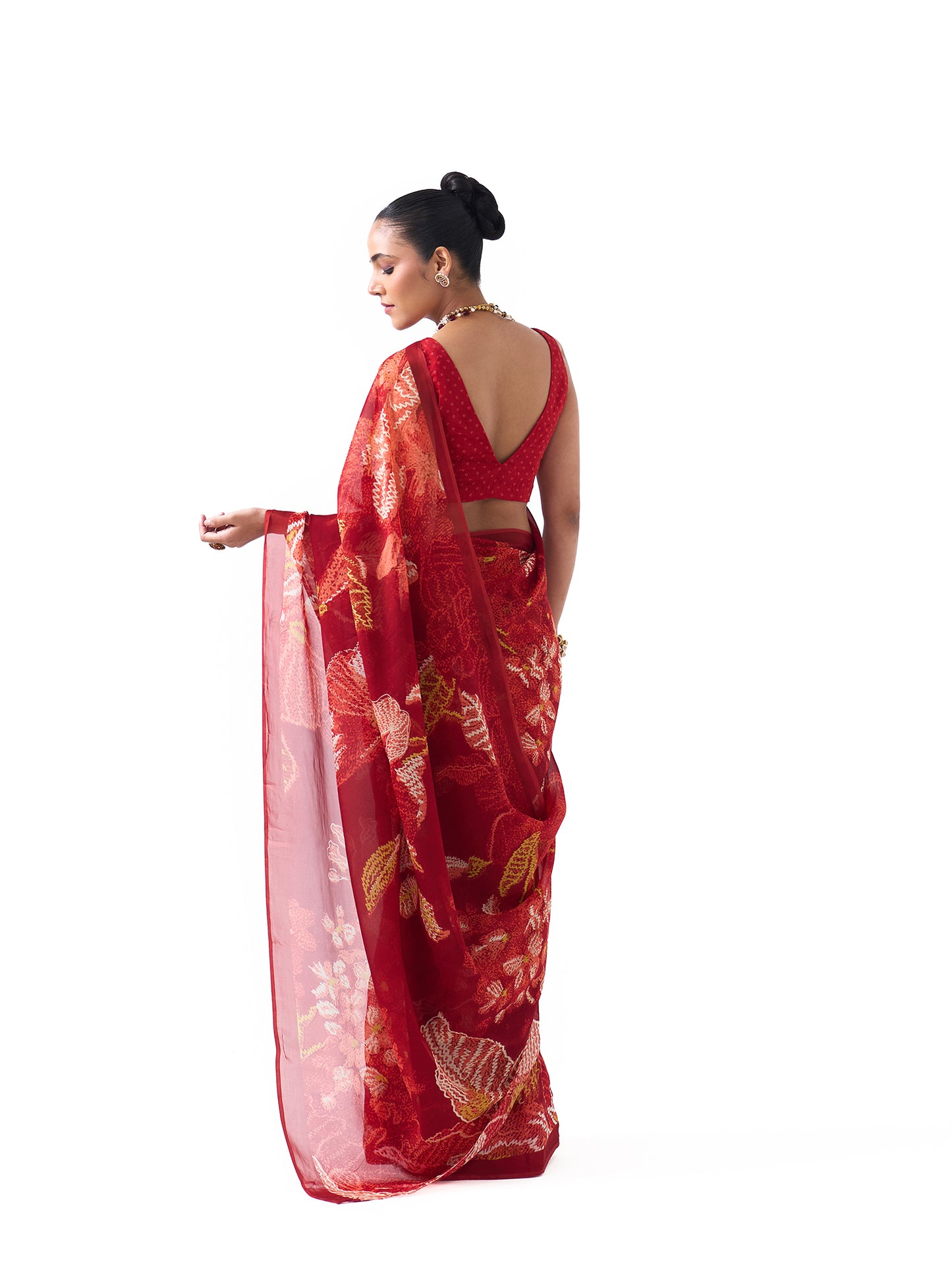Nyra Crimson Red Blossom Saree