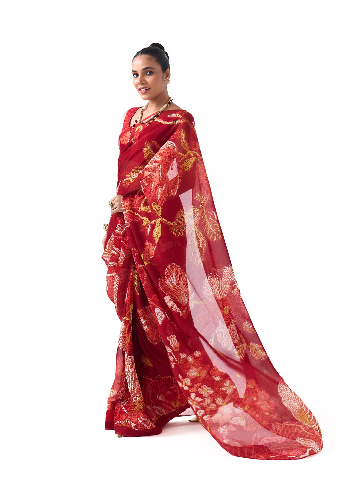 Nyra Crimson Red Blossom Saree