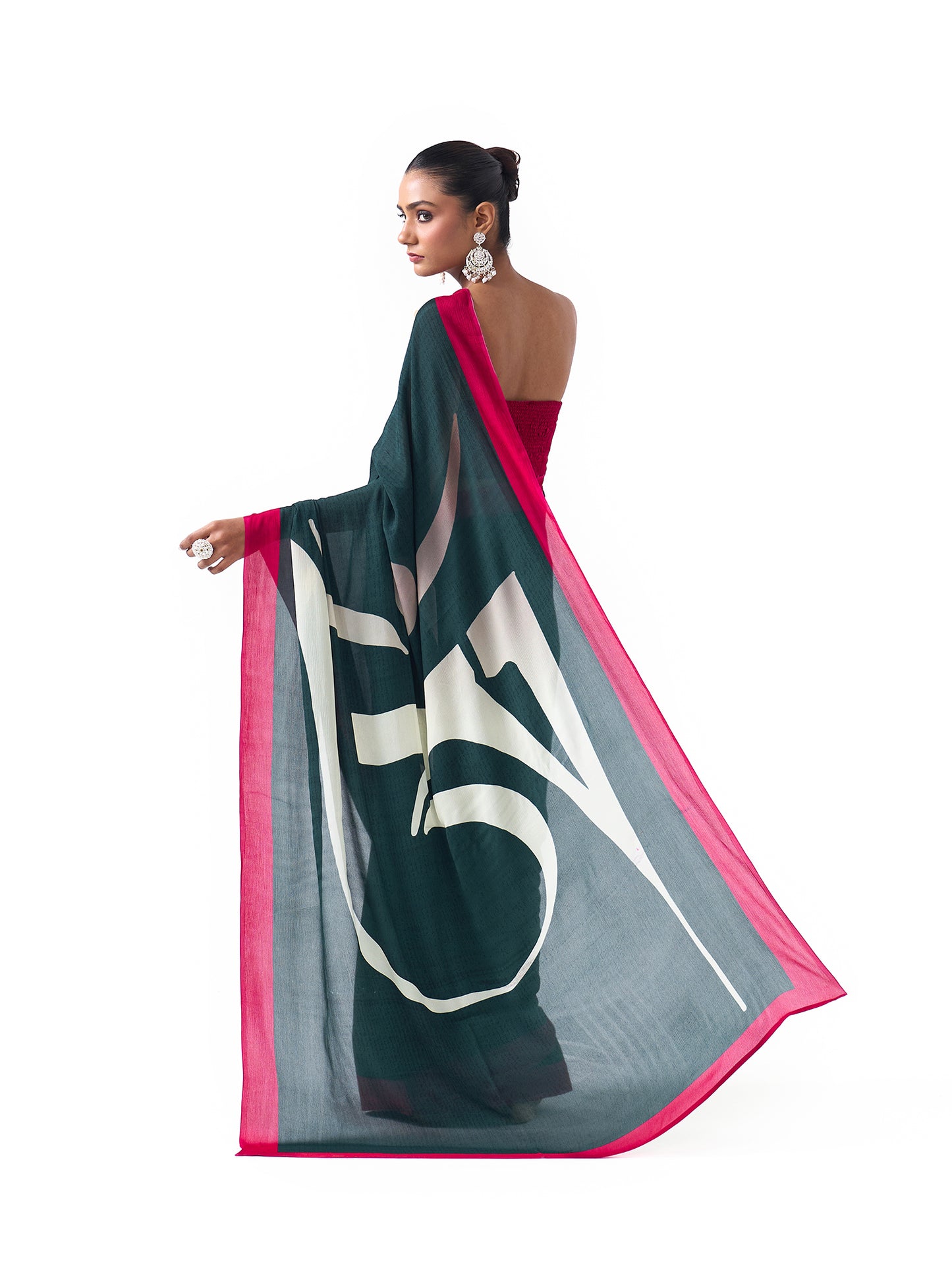 Veda Forest Green Om Saree