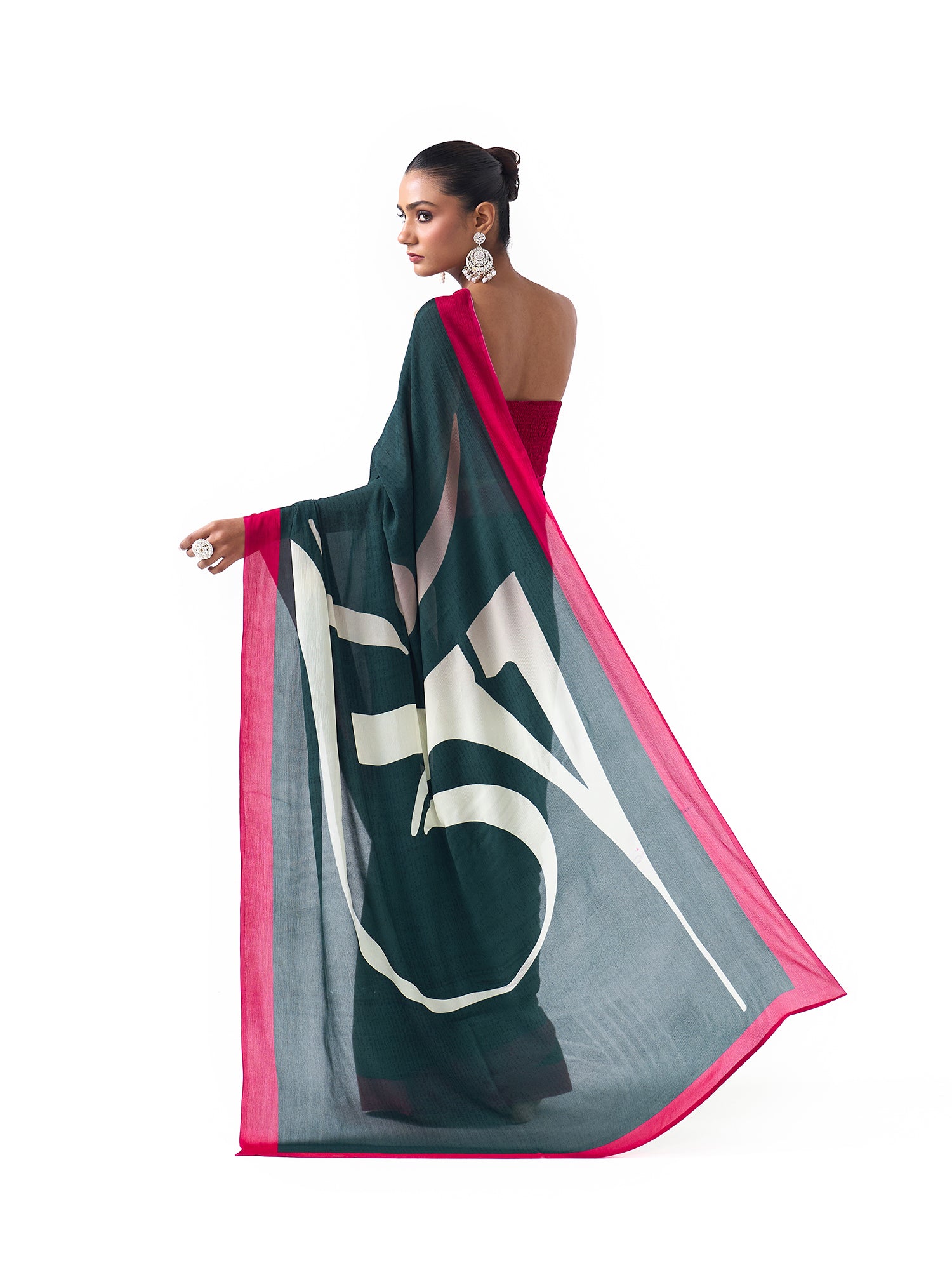 Veda Forest Green Om Saree