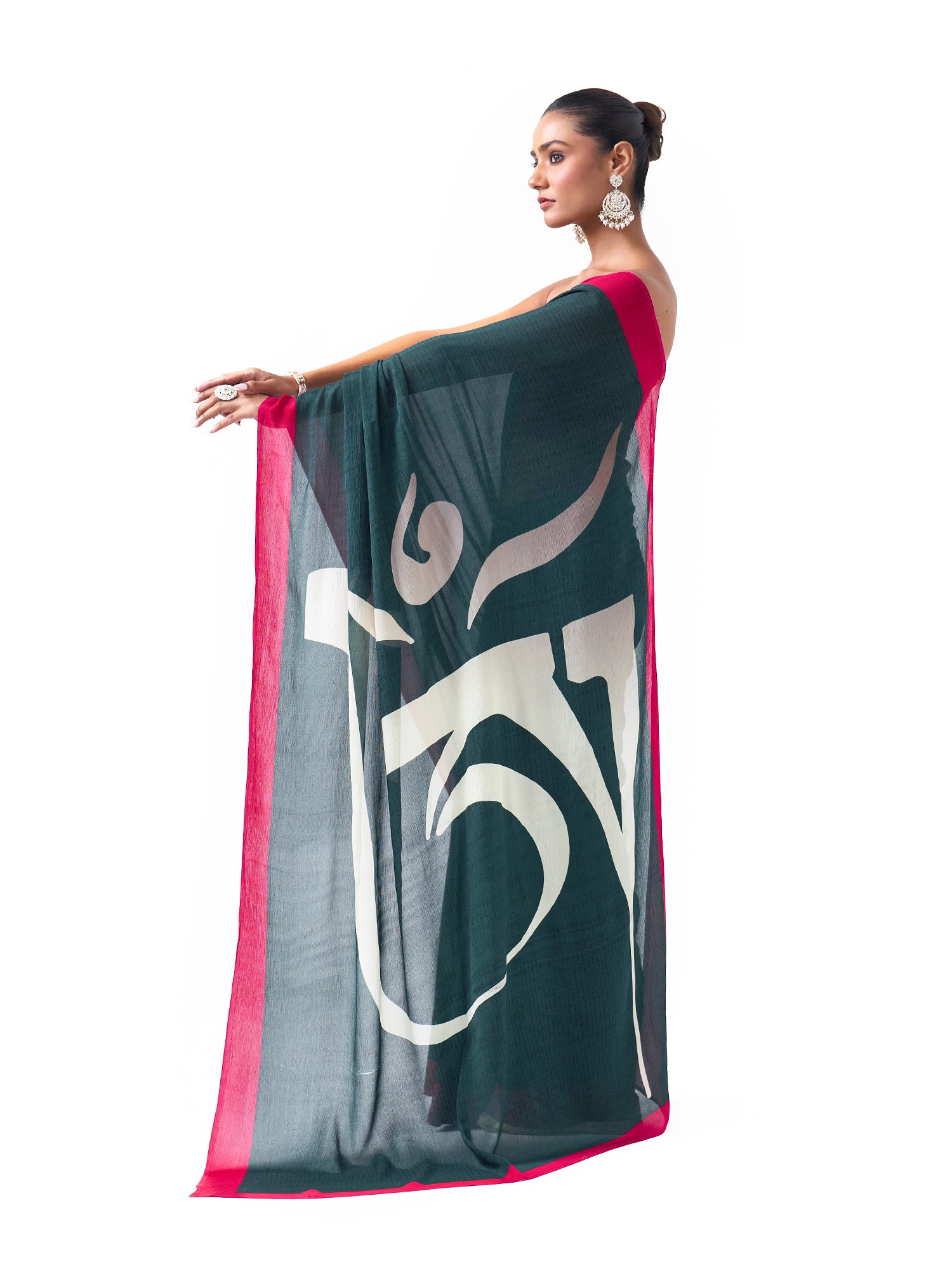 Veda Forest Green Om Saree