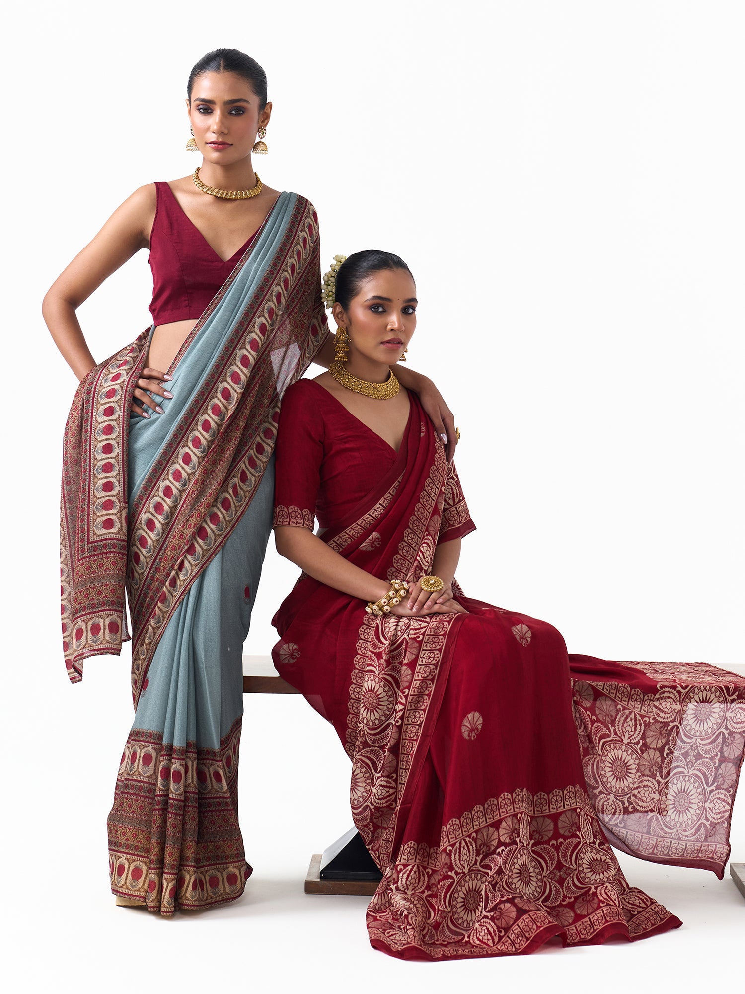 Ziya Burgundy Red Upada Saree