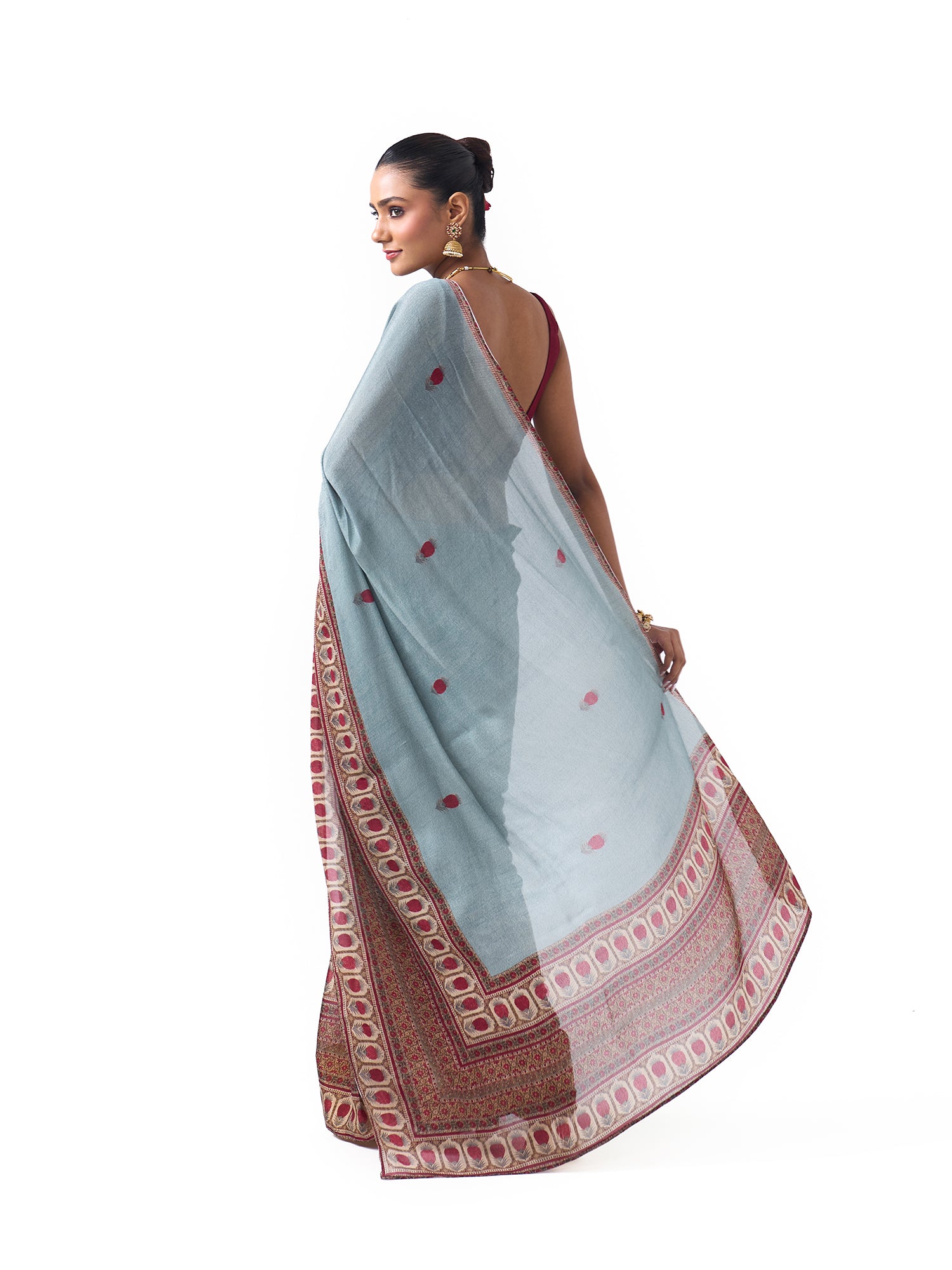 Myra Sage Blue Border Saree