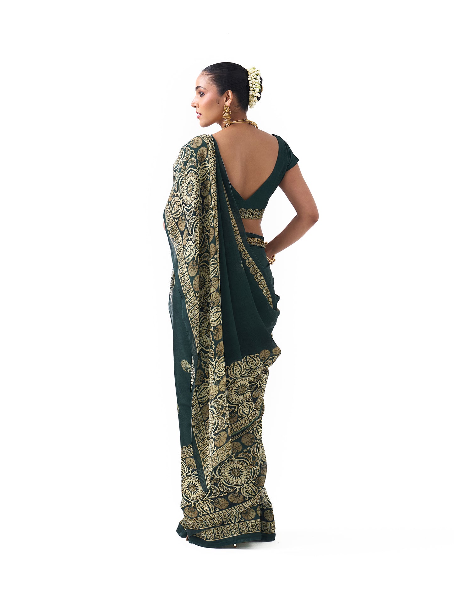 Ziya Emerald Green Upada Saree