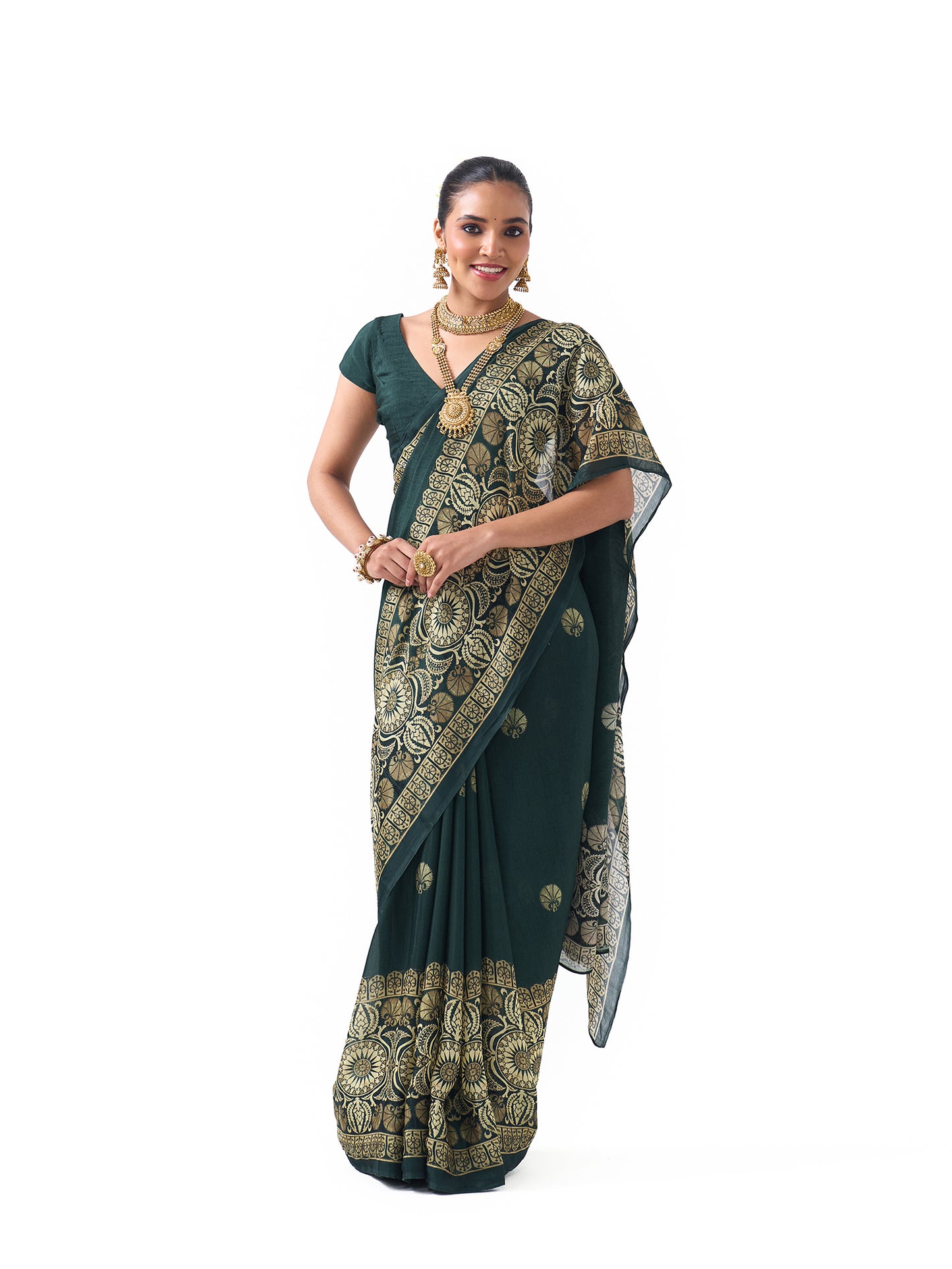 Ziya Emerald Green Upada Saree