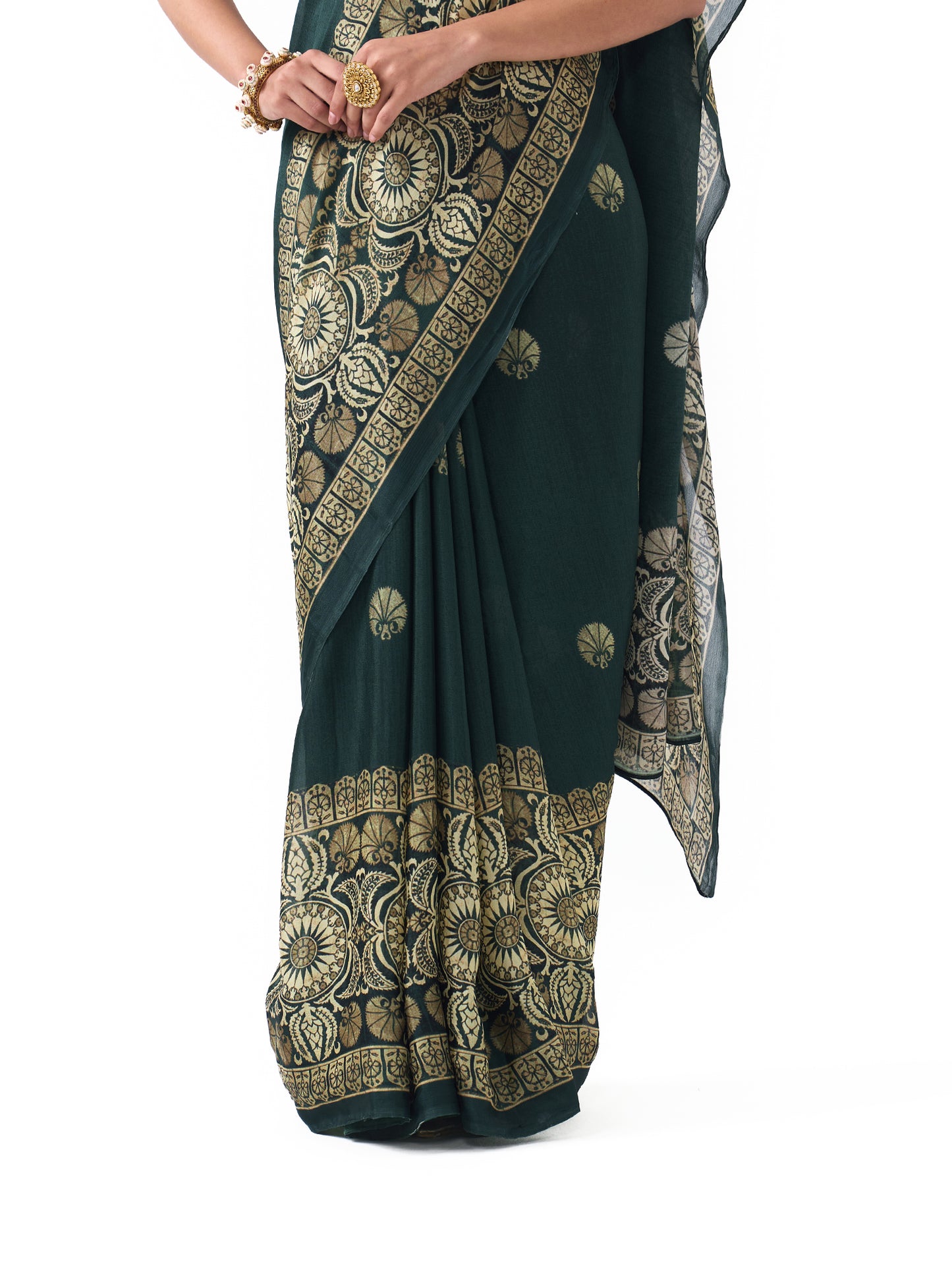 Ziya Emerald Green Upada Saree