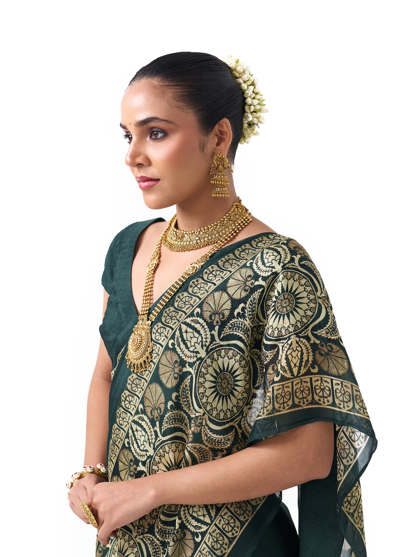 Ziya Emerald Green Upada Saree