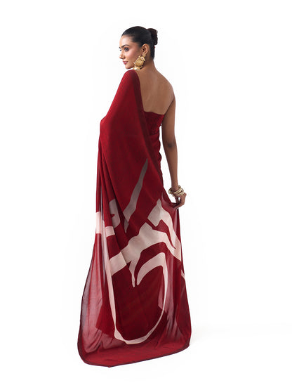 Veda Sindoor Red Om Saree