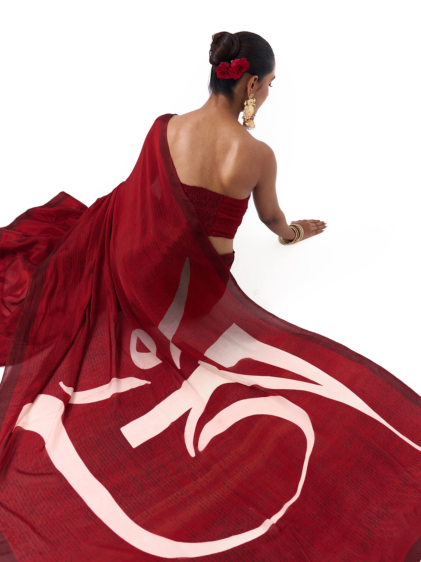 Veda Sindoor Red Om Saree