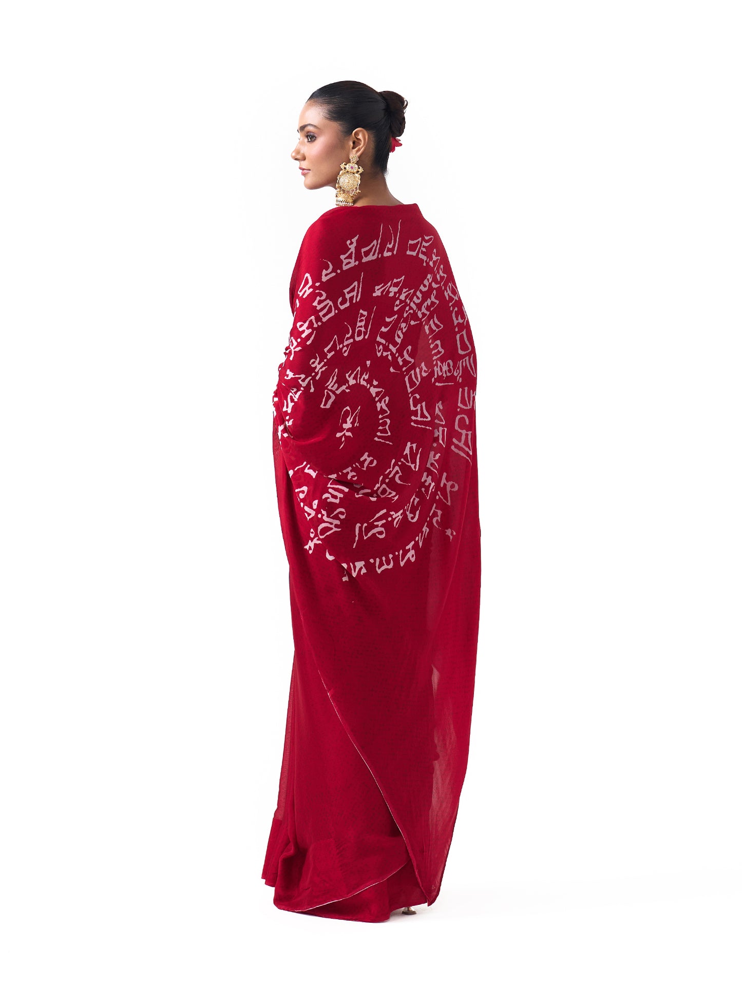 Maya Red Shanti Script Saree