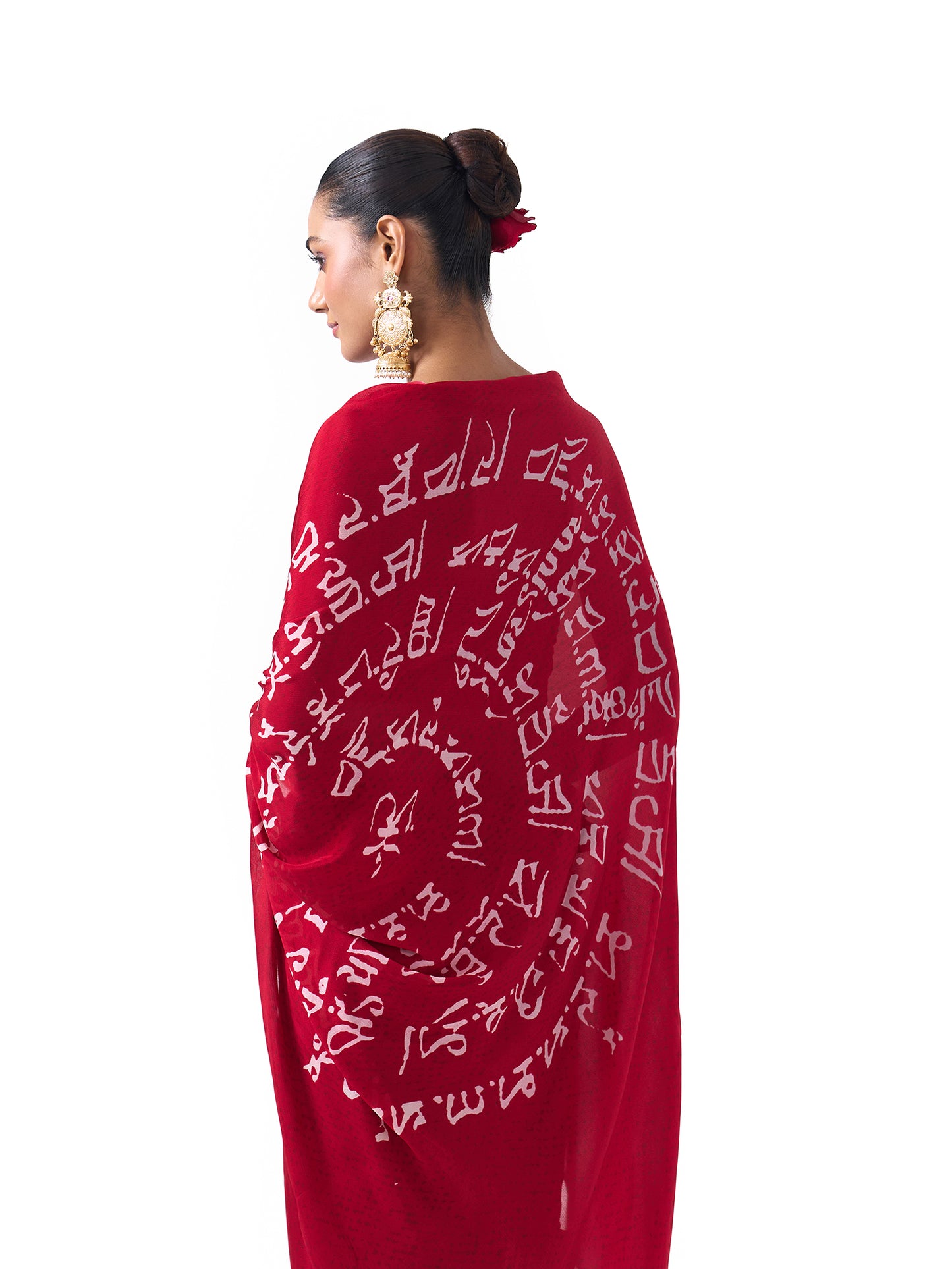 Maya Red Shanti Script Saree