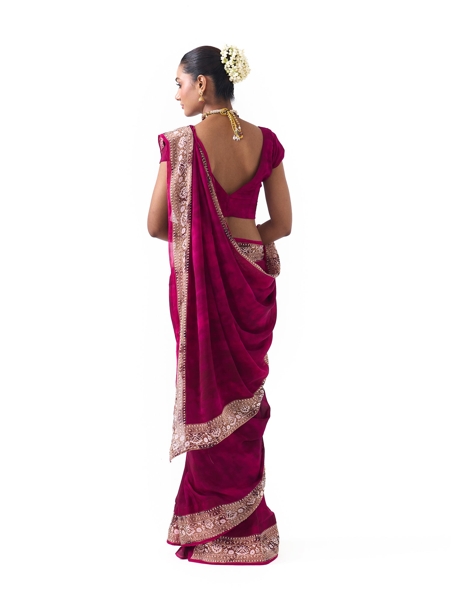 Rhea Raspberry Pink Border Saree