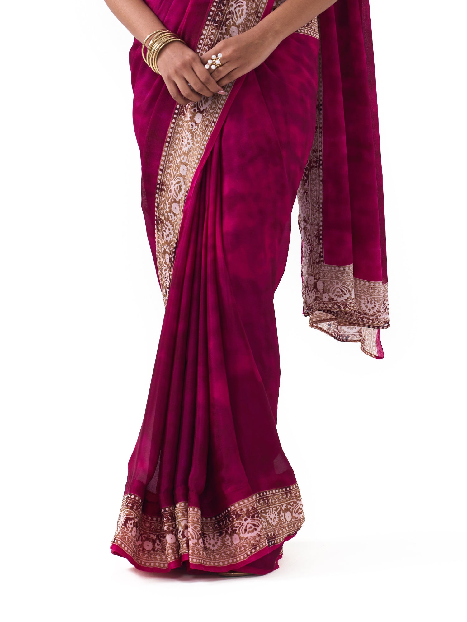 Rhea Raspberry Pink Border Saree