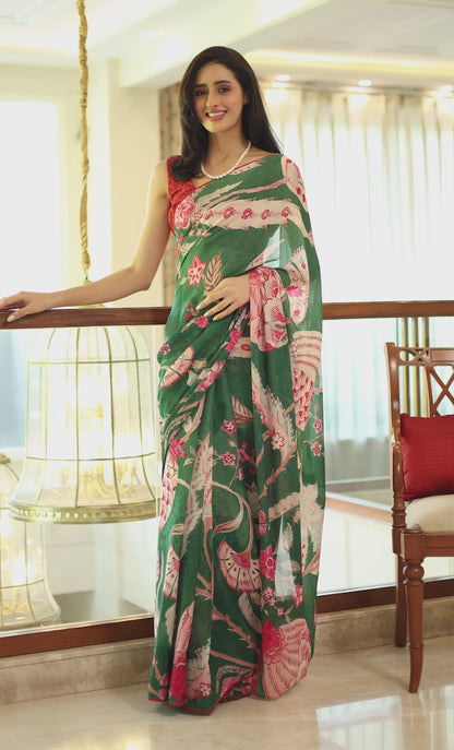 Inaayat Emerald Green Tree of Life Saree