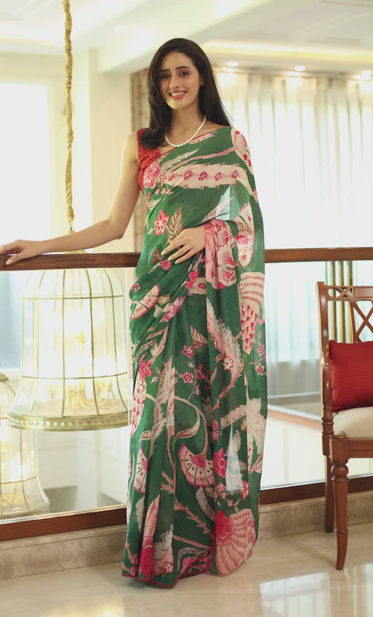 Inaayat Emerald Green Tree of Life Saree