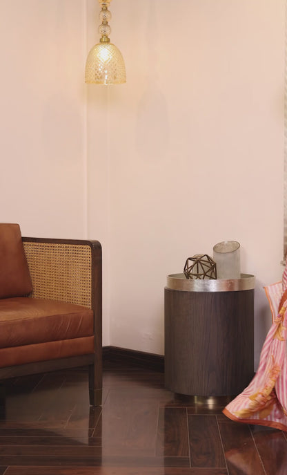 Liora Soft Pink and Yellow Striped Floral Chinon Saree