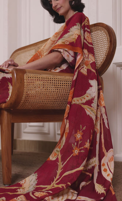 Gulnaar Sindoori Chanderi Saree