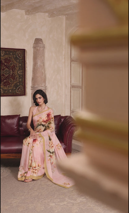 Nooreh Soft Pink Chanderi Saree