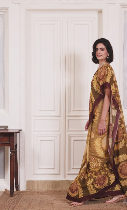 Rida Olive Green Chanderi Saree